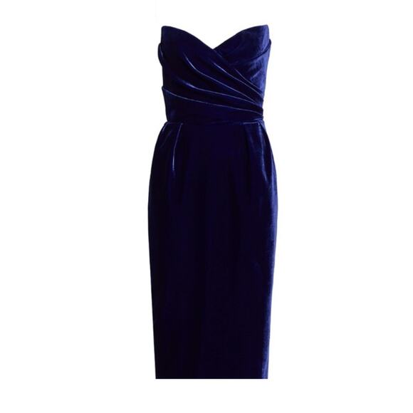 Rasario NWT Silk Velvet Draped Corset Midi Dress in Violet Size FR 38/US 4 - Picture 1 of 10